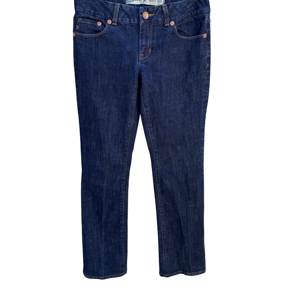 Seven7 Y2K Indie Sleaze Boot Cut Jeans‎ Dark Wash Embroidered Pocket Womens 31